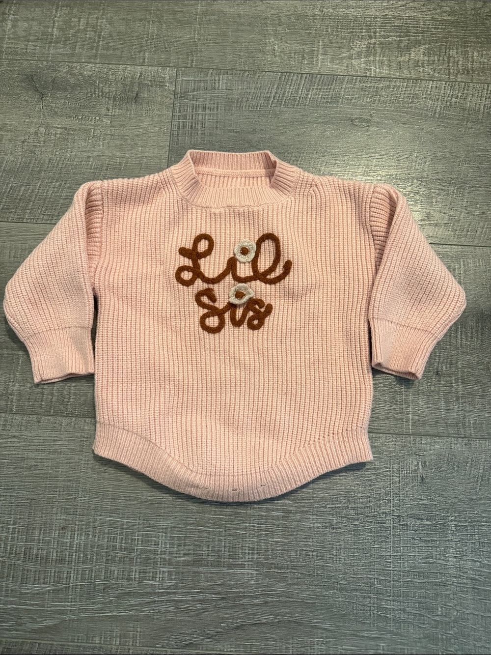 Pink Knit 'Lil Sis' Sweatshirt